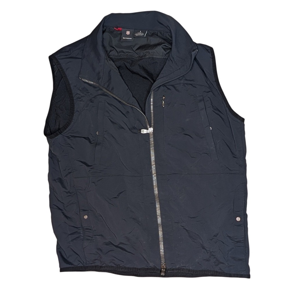 Victorinox Vest Mens Large Black Pertex Equilibrium Stretch Full Zip